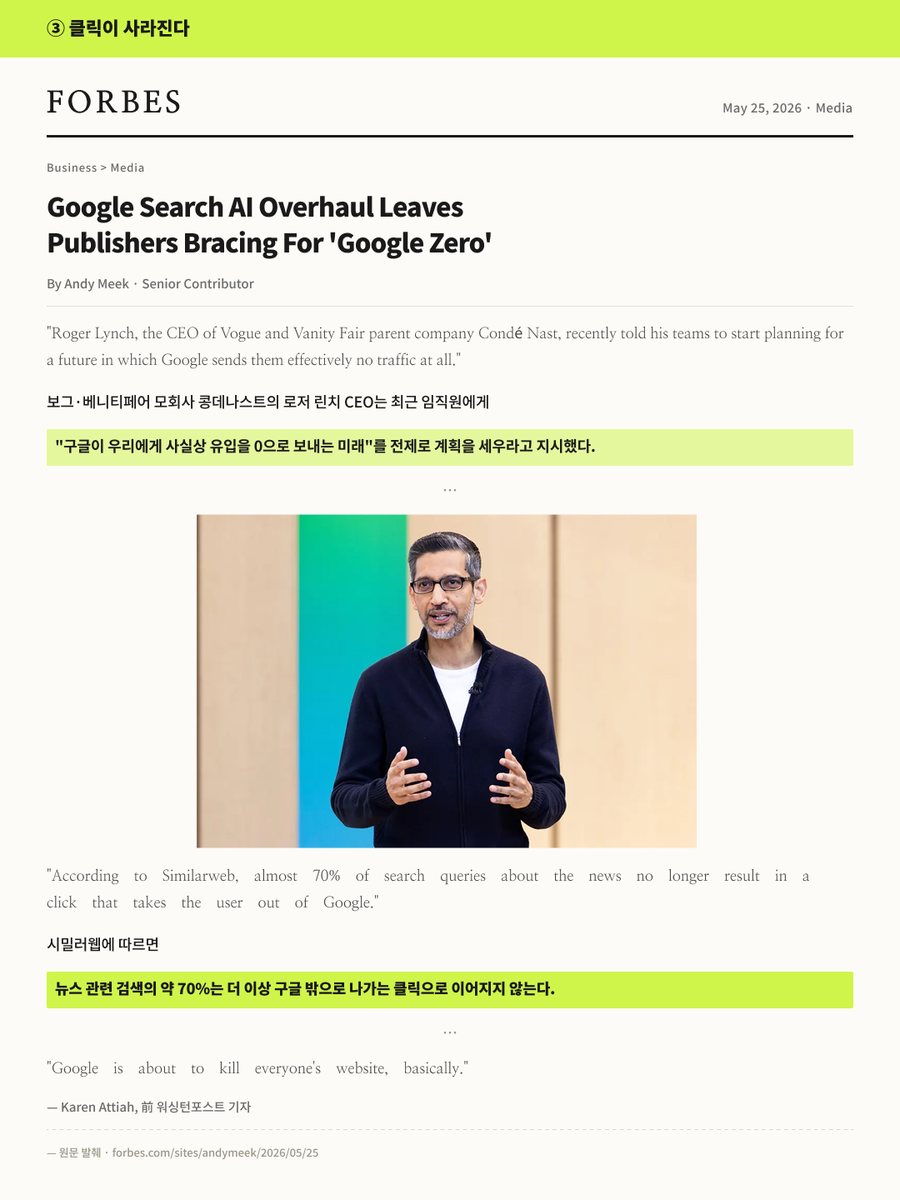 Forbes 2026년 5월 25일 · Google Search AI Overhaul Leaves Publishers Bracing For Google Zero