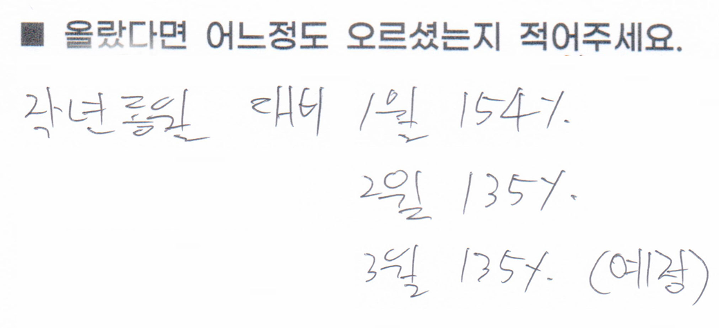 수강생 손글씨 후기 — 작년 동월 대비 154% 성장